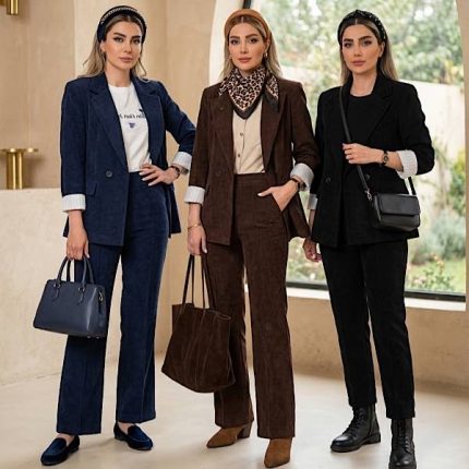 کت و شلوار مخمل کبریتی زنانه مدل لوسیا؛ استایل شیک و پاییزی