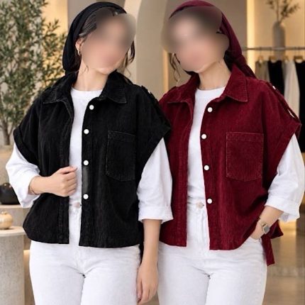 وست دخترانه مخمل کبریتی مدل نسترن