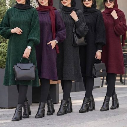 مانتو بافت پاییزه قواره‌دار کد ۳۵۷